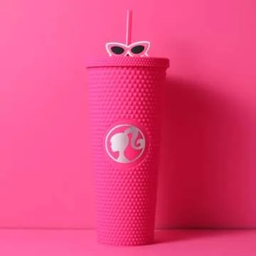 MINISO Barbie Collection Studded Tumbler with Straw (700mL), Fashionable and Functional Drinkware for Barbie Enthusiasts