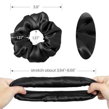 LilySilk 100% Mulberry Silk Hair Tie, 1Pc, Black - Prevents Frizz & Breakage, No Damage, Soft, Breat...