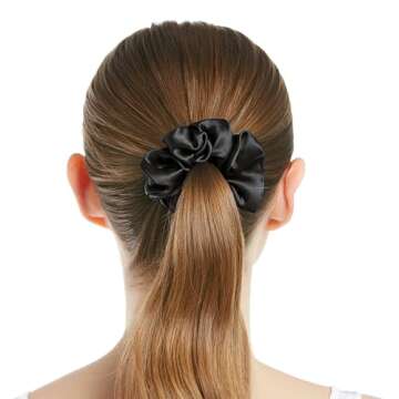 LilySilk 100% Mulberry Silk Hair Tie, 1Pc, Black - Prevents Frizz & Breakage, No Damage, Soft, Breathable, Suitable for All Hair Types & Styles, Various Occasions