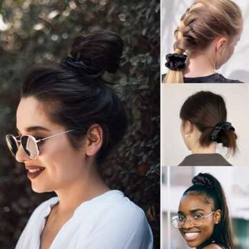 LilySilk 100% Mulberry Silk Hair Tie, 1Pc, Black - Prevents Frizz & Breakage, No Damage, Soft, Breathable, Suitable for All Hair Types & Styles, Various Occasions