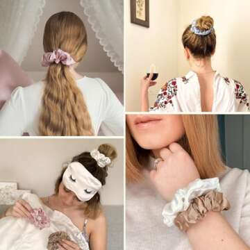 LilySilk 100% Mulberry Silk Hair Tie, 1Pc, Black - Prevents Frizz & Breakage, No Damage, Soft, Breathable, Suitable for All Hair Types & Styles, Various Occasions