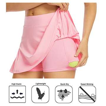 Tennis Skirt Athletic Pleated Mini Skirt Performance Golf Tennis Skorts Skirts for Women with Pockets