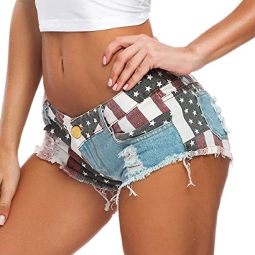 RuoFeng Women's American Flag Bermuda Shorts Quality Denim