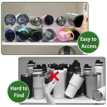 Spaclear 2 Pack Water Bottle Organizer, Stackable Kitchen Pantry Storage Shelf, Plastic Water Bottle Holder for Cabinet and Fridge Organization