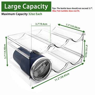 Spaclear 2 Pack Water Bottle Organizer, Stackable Kitchen Pantry Storage Shelf, Plastic Water Bottle Holder for Cabinet and Fridge Organization