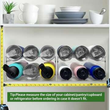 Spaclear 2 Pack Water Bottle Organizer, Stackable Kitchen Pantry Storage Shelf, Plastic Water Bottle Holder for Cabinet and Fridge Organization