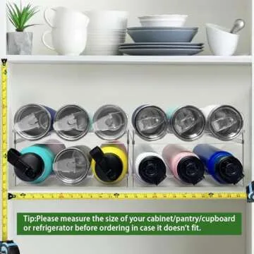 Spaclear 2 Pack Water Bottle Organizer, Stackable Kitchen Pantry Storage Shelf, Plastic Water Bottle Holder for Cabinet and Fridge Organization