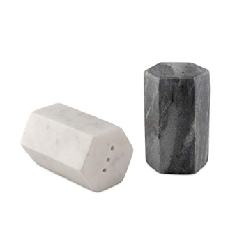 HandCrafted Black & White Marble Salt and Pepper Shakers - Elegant Dining