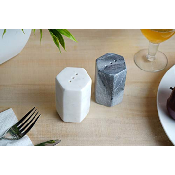 Elegant HandCrafted Marble Salt and Pepper Shakers for Dining