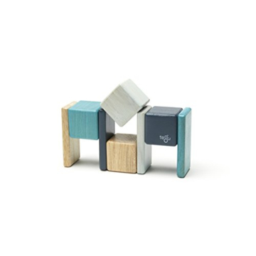 8 Piece Tegu Pocket Pouch Magnetic Wooden Block Set, Blue