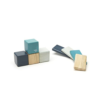 8 Piece Tegu Pocket Pouch Magnetic Wooden Block Set, Blue