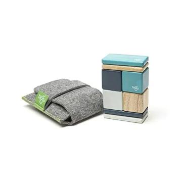 8 Piece Tegu Pocket Pouch Magnetic Wooden Block Set, Blue