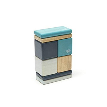 8 Piece Tegu Pocket Pouch Magnetic Wooden Block Set, Blue