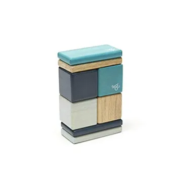 8 Piece Tegu Pocket Pouch Magnetic Wooden Block Set, Blue