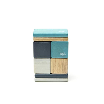 8 Piece Tegu Pocket Pouch Magnetic Wooden Block Set, Blue