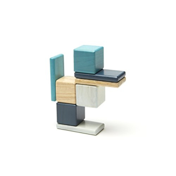 8 Piece Tegu Pocket Pouch Magnetic Wooden Block Set, Blue