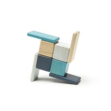 8 Piece Tegu Pocket Pouch Magnetic Wooden Block Set, Blue