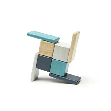 8 Piece Tegu Pocket Pouch Magnetic Wooden Block Set, Blue