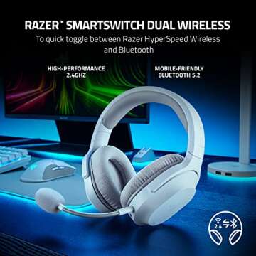 Razer Barracuda X Wireless Gaming & Mobile Headset (PC, PlayStation, Switch, Android, iOS): 2.4GHz W...