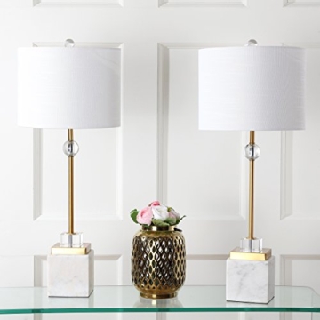 Elegant JONATHAN Y Marble & Crystal Table Lamps Set