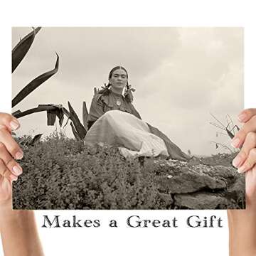 Lone Star Art Rare Frida Kahlo Photo Seated Outside - 11x14 Unframed Print Poster - Perfect Vintage Southwest Home Decor Under $15