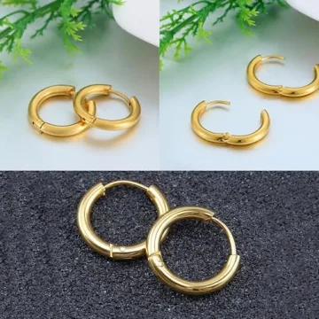 Hypoallergenic Gold Huggie Hoop Earrings for Sensitive Ears