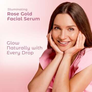 Illuminating Rose Gold Facial Serum Elixir with hydrating Aloe and Hyaluronic Acid for a light highl...