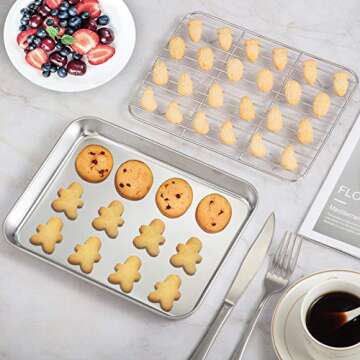 WEZVIX Stainless Steel Baking Sheet Set with Cooling Rack