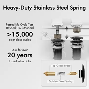 KES Bathroom Sink Drain Stopper in Matte Black for Elegance