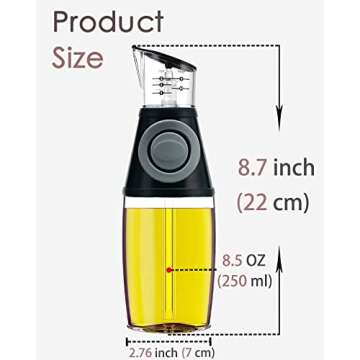 KITLAB Olive Oil Dispenser Bottle, 8.5oz Clear Glass Refillable Oil and Vinegar Dispenser with Measu...