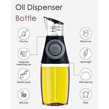 KITLAB Olive Oil Dispenser - 8.5oz Clear Glass Effortless Control