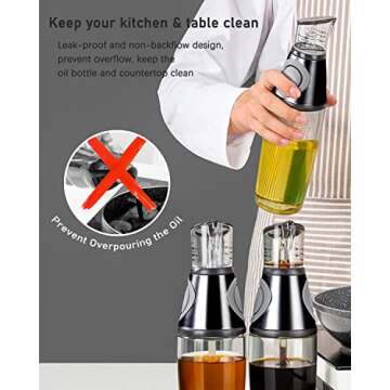 KITLAB Olive Oil Dispenser - 8.5oz Clear Glass Effortless Control