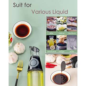 KITLAB Olive Oil Dispenser - 8.5oz Clear Glass Effortless Control