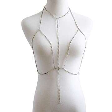 Summer Rhinestone Bra Body Chain Sexy Crystal Bra Slave Harness Body Chain Statement Choker Necklace...