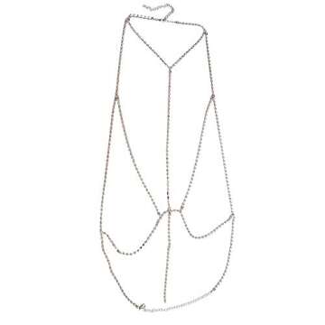 Summer Rhinestone Bra Body Chain Sexy Crystal Bra Slave Harness Body Chain Statement Choker Necklace for Bikini Beach Body Jewelry