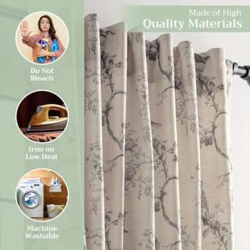 Maison d' Hermine 100% Cotton Curtain - 50"x124" Decorative Curtain - Aesthetic Curtains for Farmhouse, Kitchen & Bedroom - for Spring & Summer - Turin Collection