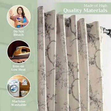 Maison d' Hermine 100% Cotton Curtain - 50"x124" Decorative Curtain - Aesthetic Curtains for Farmhouse, Kitchen & Bedroom - for Spring & Summer - Turin Collection