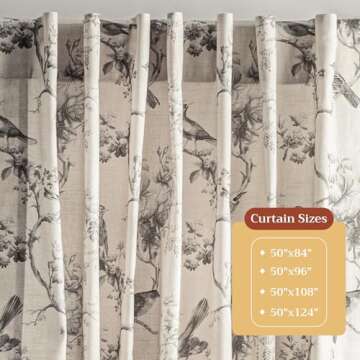 Maison d' Hermine 100% Cotton Curtain - 50"x124" Decorative Curtain - Aesthetic Curtains for Farmhouse, Kitchen & Bedroom - for Spring & Summer - Turin Collection