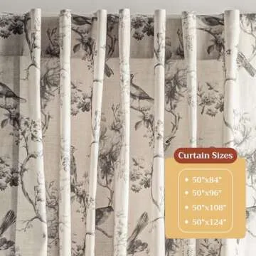 Maison d' Hermine 100% Cotton Curtain - 50"x124" Decorative Curtain - Aesthetic Curtains for Farmhouse, Kitchen & Bedroom - for Spring & Summer - Turin Collection