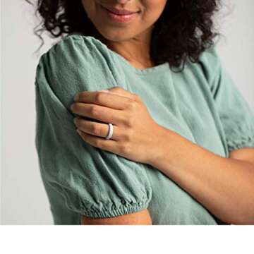 Enso Rings Bevel Thin Silicone Wedding Ring – Hypoallergenic Unisex Stackable Wedding Band – Com...