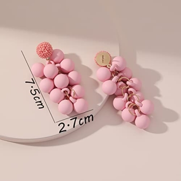 WASAIE Acrylic ball Beads Dangle Earrings for Women Pink Statement Earring Cute Candy Colored Drop Dangle Geometric Jewelry Earrings For Gift Party