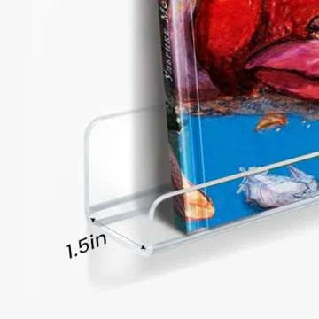 upsimples 6 Pack Clear Acrylic Shelves, 12" Nursery Bookshelves for Wall, Floating Bookshelf for Kids Baby, Vinyl Display, Record Holder, Magazine Rack, Picture Ledge Shelf