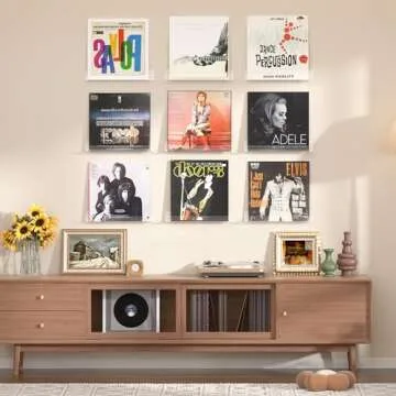 upsimples 6 Pack Clear Acrylic Shelves, 12" Nursery Bookshelves for Wall, Floating Bookshelf for Kids Baby, Vinyl Display, Record Holder, Magazine Rack, Picture Ledge Shelf