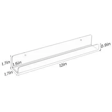 upsimples 6 Pack Clear Acrylic Shelves, 12" Nursery Bookshelves for Wall, Floating Bookshelf for Kids Baby, Vinyl Display, Record Holder, Magazine Rack, Picture Ledge Shelf