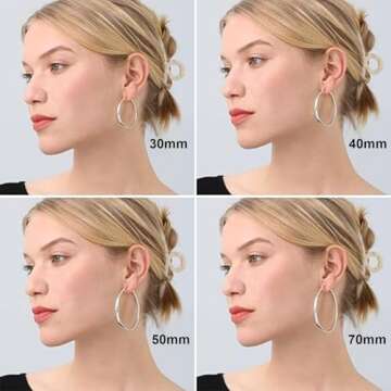 PABBEU Sterling Silver Hoop Earrings for Women S925 Silver Hoop Earrings Large Silver Hoop Earrings Hypoallergenic Thin Oversize Big Silver Hoop Earrings Sterling Silver Earrings