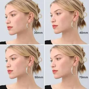 PABBEU Sterling Silver Hoop Earrings for Women S925 Silver Hoop Earrings Large Silver Hoop Earrings Hypoallergenic Thin Oversize Big Silver Hoop Earrings Sterling Silver Earrings