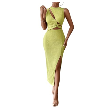 SOLY HUX Women's Cut Out Twist Front Sexy Dress