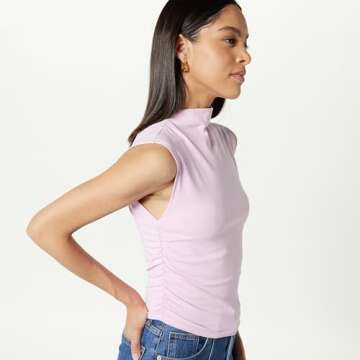 The Drop Women's Raylen Sleeveless Ruched Top, Pirouette Pink L