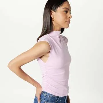 The Drop Women's Raylen Sleeveless Ruched Top, Pirouette Pink L