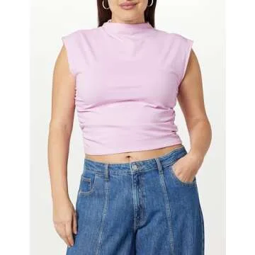 The Drop Women's Raylen Sleeveless Ruched Top, Pirouette Pink L